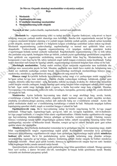 moslanishlar-evolyutsiya natijasi — DOCX