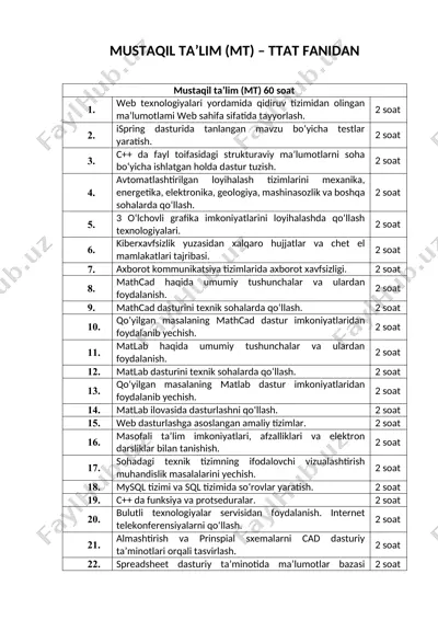 mustаqil tа’lim (mt) – ttat fanidan — DOCX