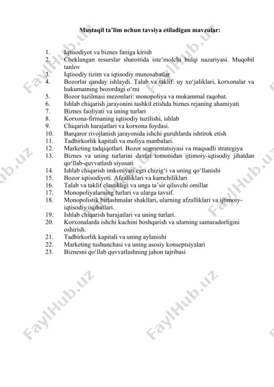 iqtisodiyot va biznes faniga kirish — DOCX