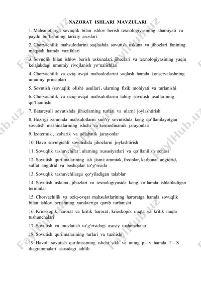 sovuqlik bilan ishlov berish texnologiyasi — DOCX