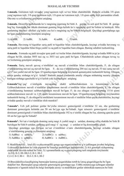 genetika masalalariga maslahatlar — DOCX