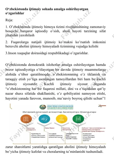 o'zbekistonda ijtimoiy sohada amalga oshirilayotgan o‘zgarishlar — DOCX