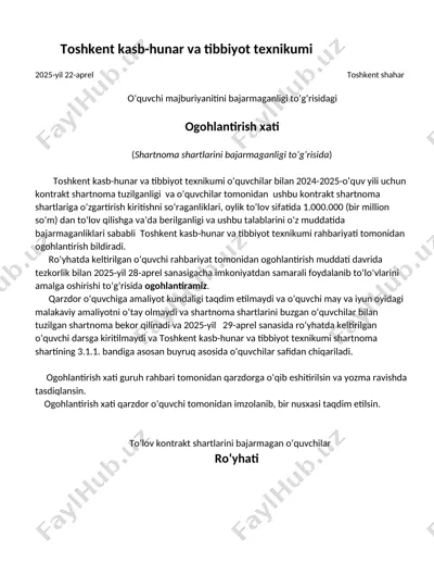 toshkent kasb-hunar va tibbiyot texnikumi — DOCX