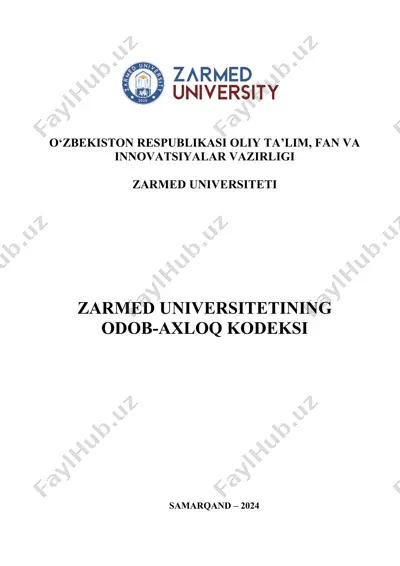 zarmed universitetini odob-axloq kodeksi — DOCX