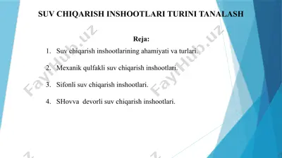 suv chiqarish inshoatlari turini tanlash — PPTX