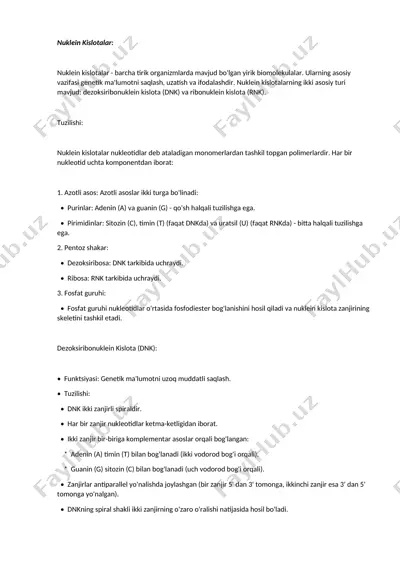 nuklein kislotalar — DOCX