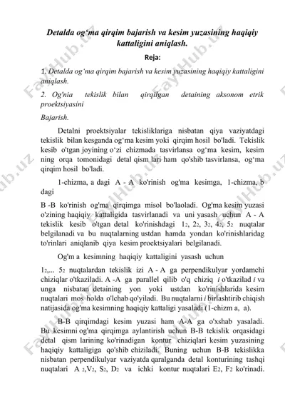 og'nia keşim va qirqim bajarishning haqiqiy kattaligini aniqlash — DOCX