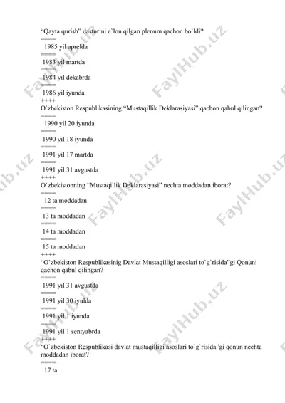 o`zbekiston respublikasining mustaqillik yo`lida — DOCX