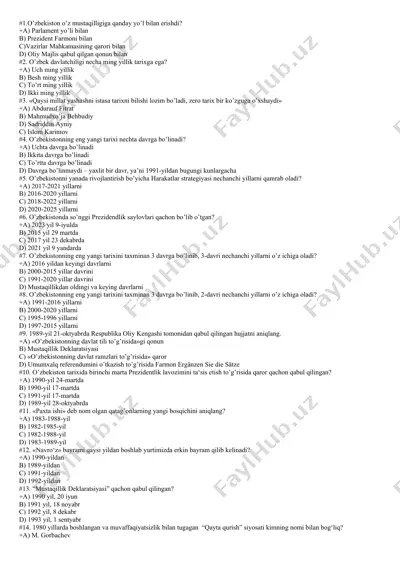 o'zbekistonning eng yangi tarixi — DOCX