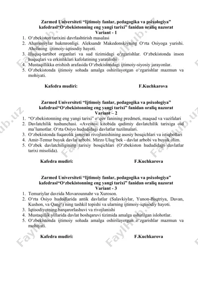 o‘zbekistonning eng yangi tarixi — DOCX
