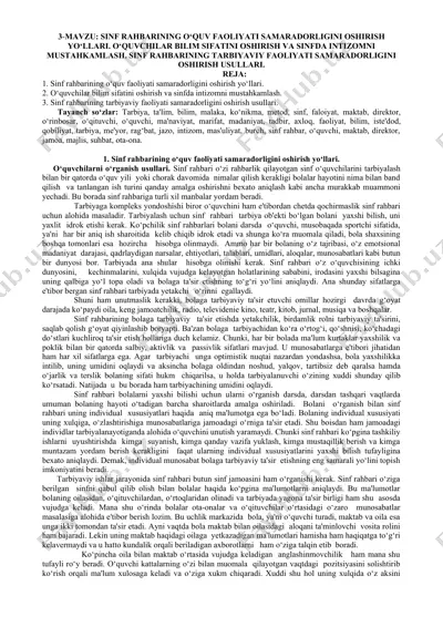 o‘quv faoliyatini samaradorligini oshirish yo‘llari — DOCX