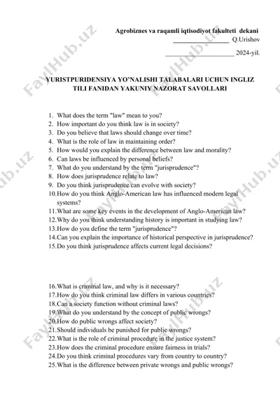 yuristlik puridensiya savollari — DOCX