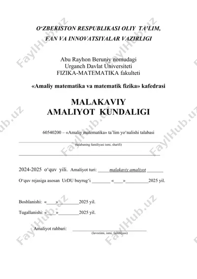 amaliy matematika va matematik fizika ta'limi — DOC