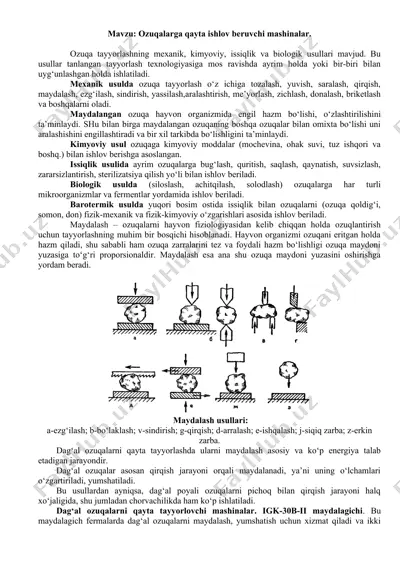 ozuqa tayyorlash texnologiyasi — DOCX