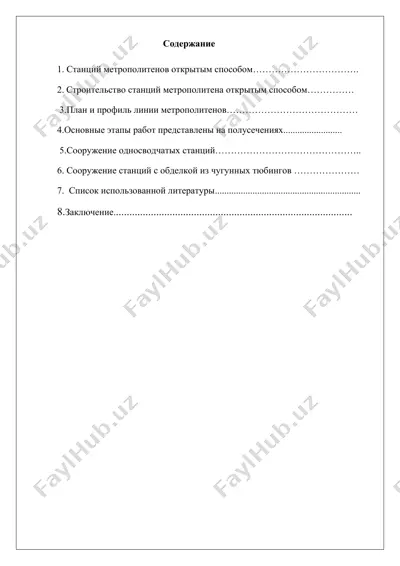 станции метрополитенов открытым способом — DOCX