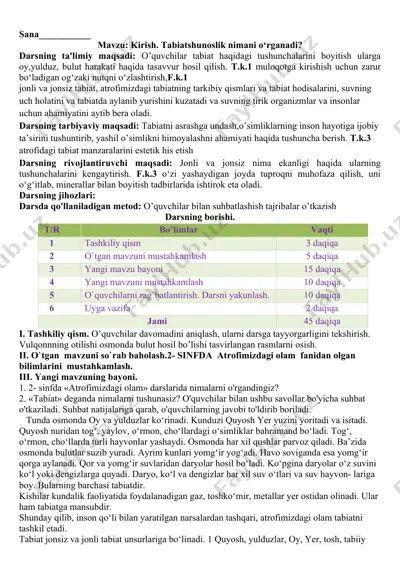 tabiatshunoslik — DOCX
