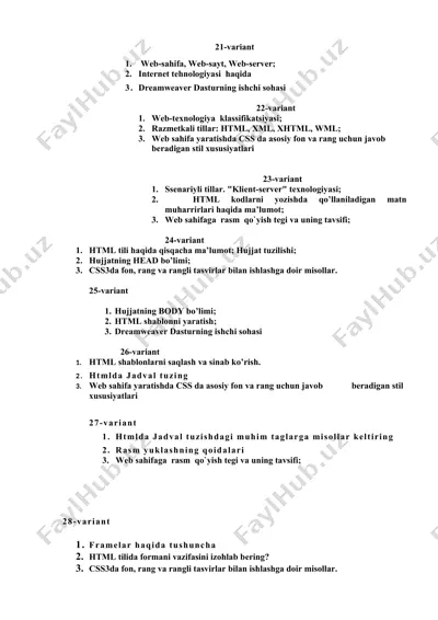 web-saytlar yaratish asoslari — DOCX