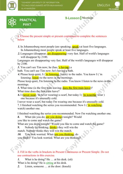 present simple va present continuous — DOCX