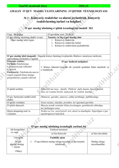 kimyoviy reaktivlar va ulаrni joylastirish, kimyoviy reaktivlarning turlari va belgilari — DOCX