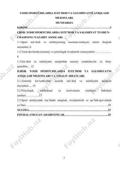 yosh sportchilarda iste’dod va salohiyatni aniqlash mezonlari — DOCX