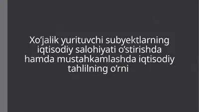 moliyaviy ko‘rsatkichlarni yaxshilash rejasi — PPTX