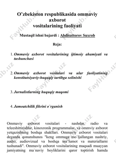 ommaviy axborot vositalari — DOCX