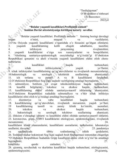 "bolalar yuqumli kasalliklari. profilaktik emlash" — DOCX