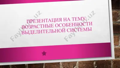 возрастные особенности выделительной системы — PPTX