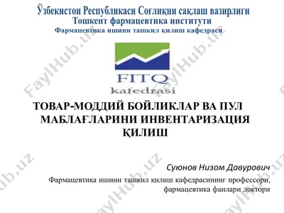tovar-moddiy bo'ylar va pul ma'lumotlarini inventarizatsiya qilish — PDF