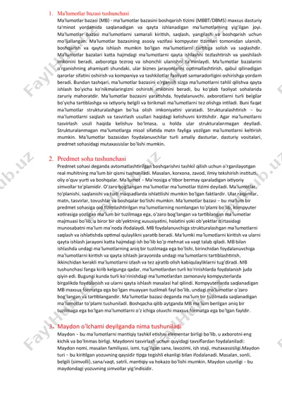 ma'lumotlar bazasi tushunchasi — DOCX