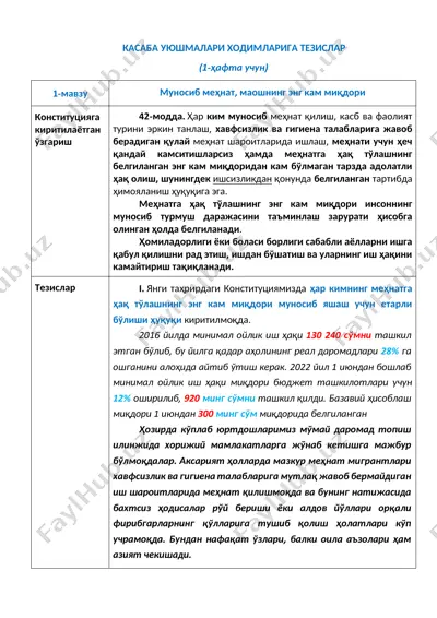 меҳнатга ҳақ тўлашнинг энг кам миқдори — DOCX