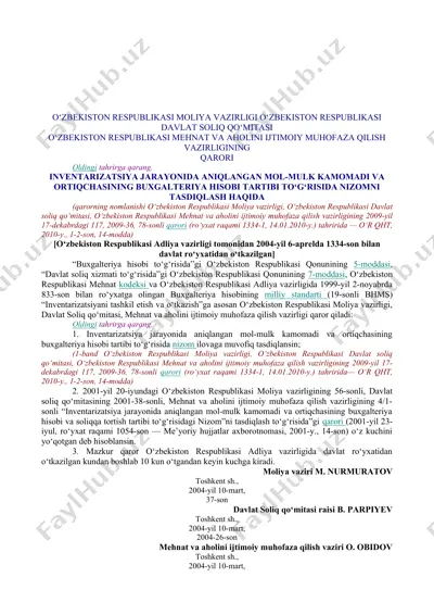 mol-mulk solig‘ini hisoblash va to‘lash tartibi nizomi — DOC
