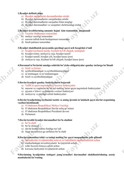 byudjet tizimida 5 ta ma'lumot turi — DOCX