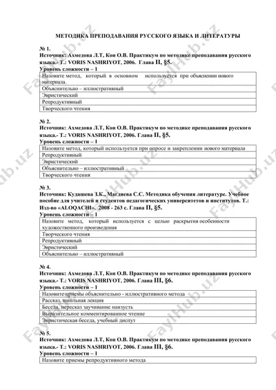 методика преподавания русского языка и литературы — DOCX