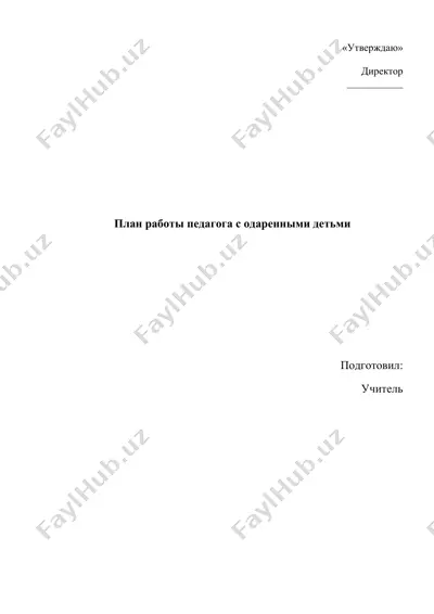 план работы педагога с одаренными детьми — DOCX