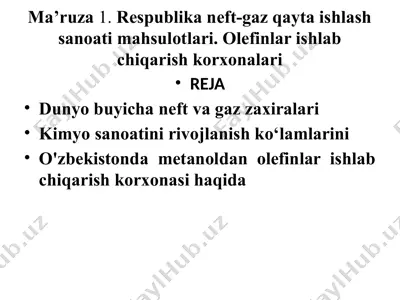 olefinlar ishlab chiqarish korxonasi — PPTX