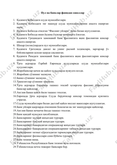 pul va banklar fani — DOCX