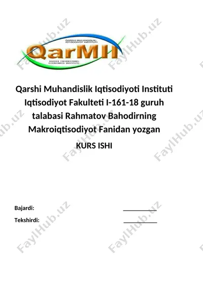 milliy hisoblar tizimida yaim ko’rsatkichini hisoblashning usullari va shartlari — DOCX