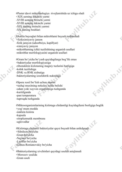 paster davri mikrobiologiya rivojlanishida uz ichiga oladi — DOCX