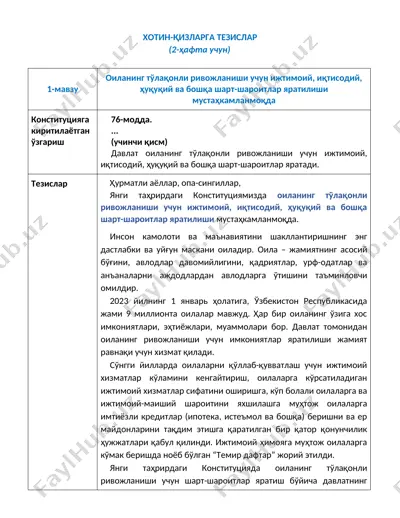 hotin-qizlarga tezislar — DOCX