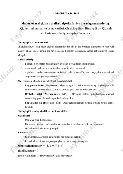 qidiruv algoritmlari — DOCX