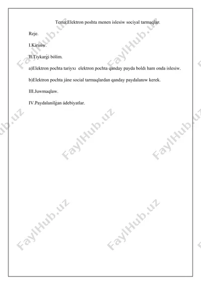 elektron pochta va social tarmaqlar — DOCX