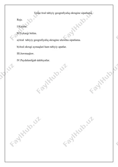 aral tabiyiy geografiyalıq okrugine sipatlama — DOCX