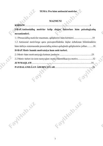 pro hám antisocial motivlar — DOCX