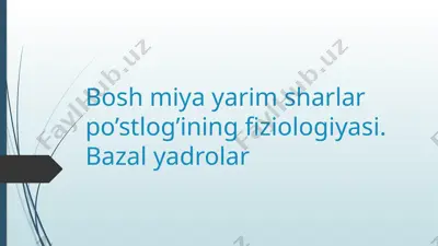 boshmiyayarimsharlarpo’stlog’ining fiziologiyasi — PPTX