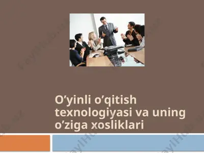 oʼyinlioʼq itishtexnologiyasi va uning oʼziga xosliklari — PPTX