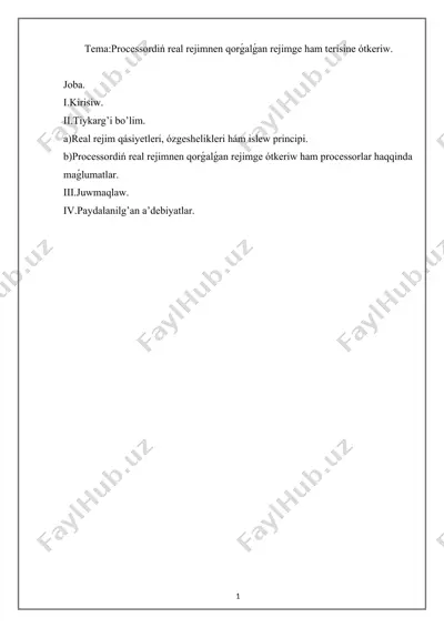 processordiń real rejimnen qorǵalǵan rejimge ham terisine ótkeriw — DOCX