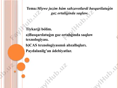 miywejuzim hám sabzavotlarni basqarilatish texnologiyasi — PPTX
