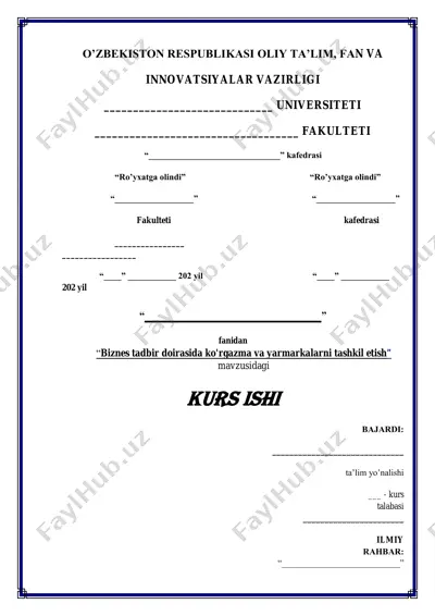 biznes tadbir doirasida ko'rgazma va yarmarkalarni tashkil etish — PDF