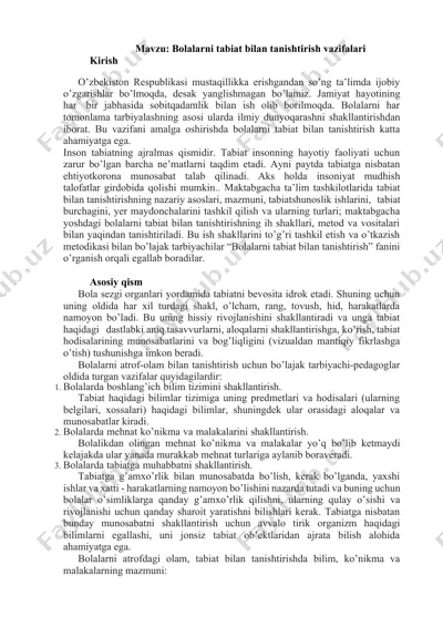 bolalarni tabiat bilan tanishtirish — DOCX